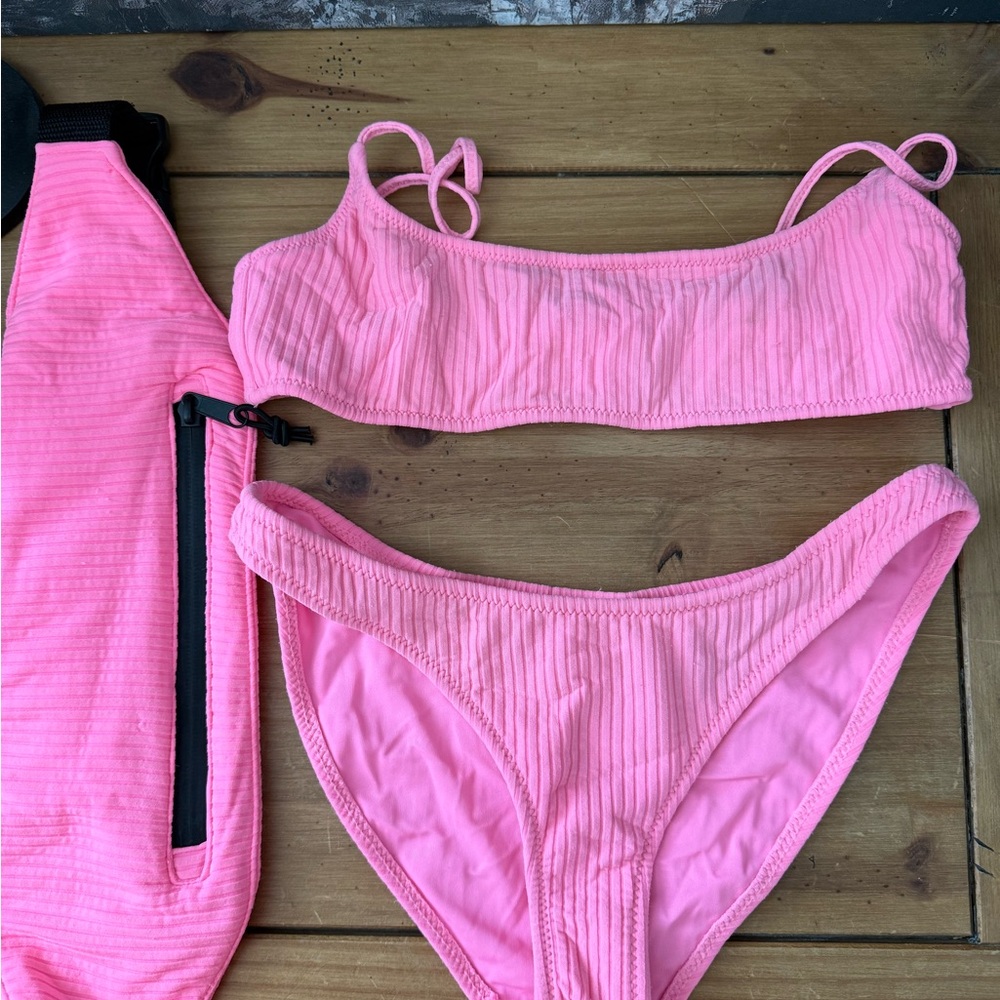 Triangl Pink Ribbed Swimwear